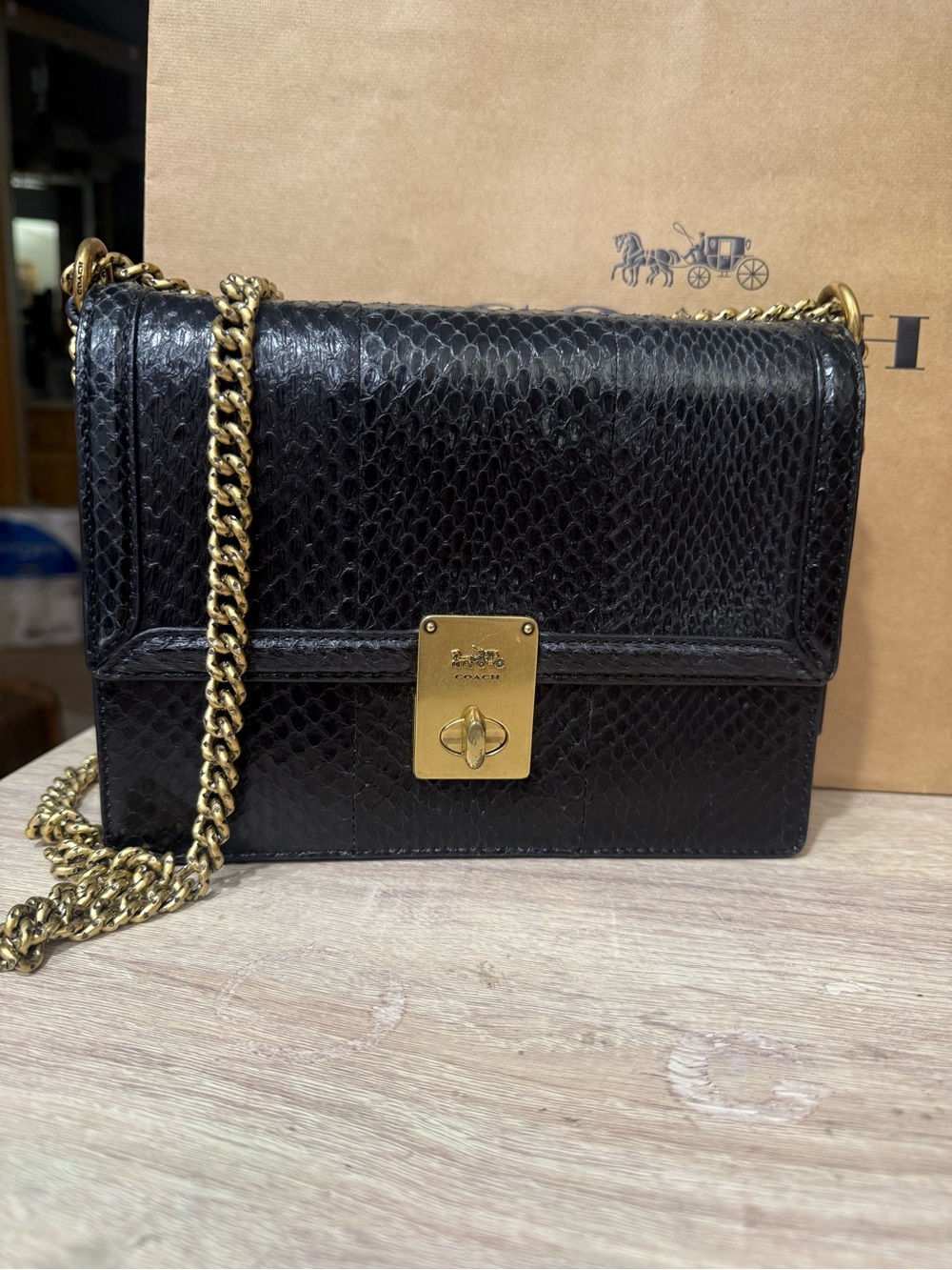 Coach Hutton Snakeskin Crossbody